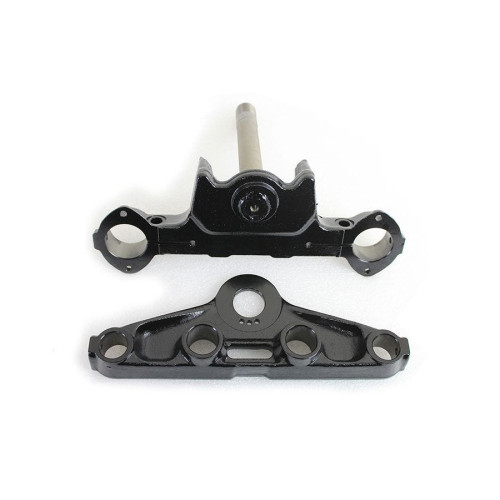 PartzBiz HD: 4401325-V-Twin 24-1329 สีดำ Triple Tree ชุดสำหรับ 41 มม.หลอดส้อม Harley FL 60-68