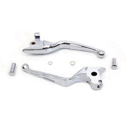 PartzBiz HD VT-26-0009 - V-Twin 26-0009 Chrome 3-Slot กว้างมือคลัทช์เบรคชุด 14-16 Harley FLT PartzBiz HD VT-26-0009 - V-Twin 26-0009 Chrome 3-Slot กว้างมือคลัทช์เบรคชุด 14-16 Harley FLT
