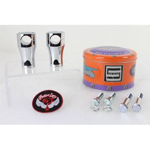 PartzBiz HD: 4401303-V-Twin 26-0155 Chrome Indian Larry Billet 3 ” Riser Set 1 ” Clamp Handlebars universal harley davidson รถจักรยานยนต์ที่กำหนดเองrisers