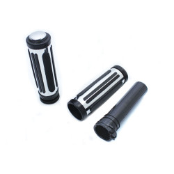 PartzBiz HD VT28-0150 - V-Twin 28-0150 Chrome Handlebar Grips w/ Rubber Inlay Harley FL XL 96-15 PartzBiz HD VT28-0150 - V-Twin 28-0150 Chrome Handlebar Grips w/ Rubber Inlay Harley FL XL 96-15