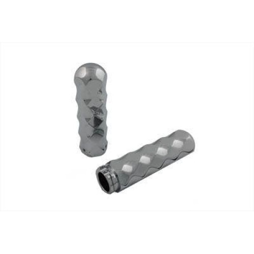 PartzBiz HD: 4401255-V-Twin 28-0586 Chrome Billet Faceted เพชรสไตล์ Handlebar Grips Harley 82-17 PartzBiz HD: 4401255-V-Twin 28-0586 Chrome Billet Faceted เพชรสไตล์ Handlebar Grips Harley 82-17
