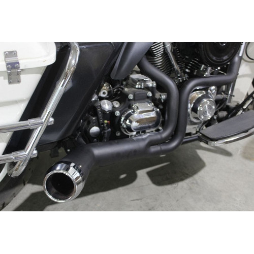 PartzBiz HD: 4401263-V-Twin 29-0024 FLT Offset Megaphone 2:1 1-3/4 Exhaust Black Chrome Tip FLT 06-16
