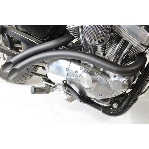 PartzBiz HD: 4401228-V-Twin 30-0005 Black 2" Curved Radius Exhaust Header Set 07-Up Harley Sportster