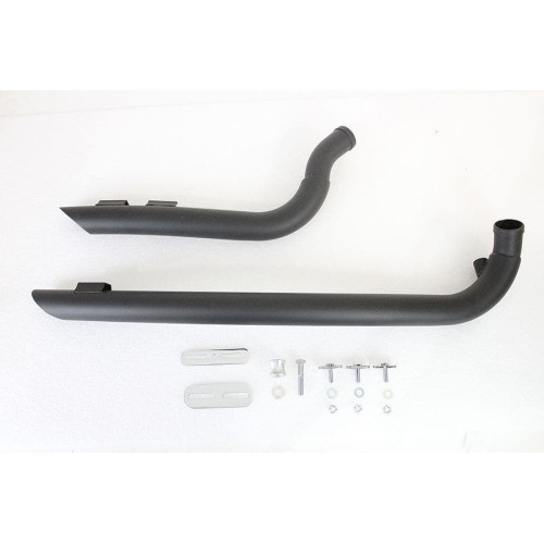 PartzBiz HD: 4401229-V-Twin 30-0008 Black Curved 2" Drag Pipes Exhaust Kit 07-17 Harley Softail FXST best new replacement upgrade loud straight pipe headers bolt on performance 2 inch springer custom bad boy night train deuce
