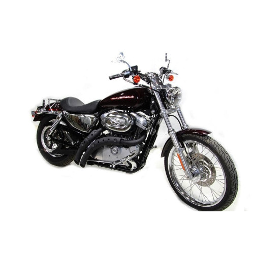 PartzBiz HD: 4401207-V-Twin 30-1286 Black 2" Magnum Drag Exhaust w/ Heatshield Harley Sportster 04-13 sporty custom chopper motorcycle davidson best for performance 2-n-2 2 into 2