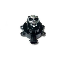PartzBiz HD VT32-1440 - V-Twin 32-1440 สวิตช์จุดระเบิดหัวกะโหลกสีดำ/Chrome พร้อม 2 ปุ่ม 11-18 Harley FL FX