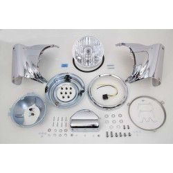 PartzBiz HD VT33-1428 - V-Twin 33-1428 Chrome 7 ” ฝาครอบไฟหน้า Nacelle Kit 86-17 Harley Softail FLST
