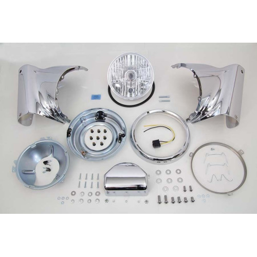 PartzBiz HD: 4401163-V-Twin 33-1428 Chrome 7 ” ฝาครอบไฟหน้า Nacelle Kit 86-17 Harley Softail FLST PartzBiz HD: 4401163-V-Twin 33-1428 Chrome 7 ” ฝาครอบไฟหน้า Nacelle Kit 86-17 Harley Softail FLST