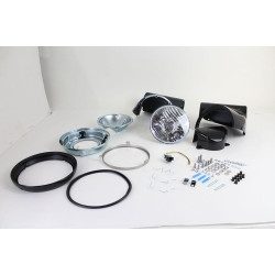 PartzBiz HD VT33-1568 - V-Twin 33-1568 Wyatt Gatling Black 7" H4 Headlight & Cowl Kit Harley FLST 86-17 Best New Lighting Upgrade Kit Softail