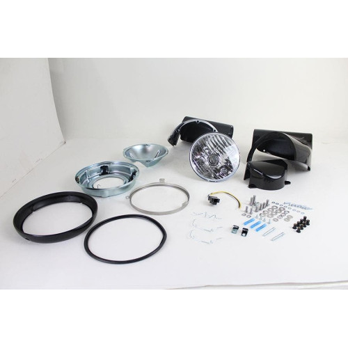 PartzBiz HD: 4401167-V-Twin 33-1568 Wyatt Gatling Black 7" H4 Headlight & Cowl Kit Harley FLST 86-17 Best New Lighting Upgrade Kit Softail