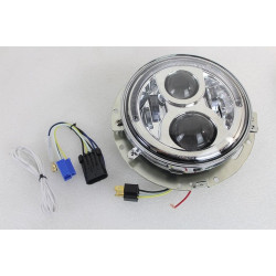 PartzBiz HD VT33-1644 - V-Twin 33-1623 Black 5-1/2" 12V 55W Fish Eye Motorcycle Headlight w/ LED Ring Harley Davidson Light Lamp Hi Low 5.75 Custom Best Upgrade Replacement