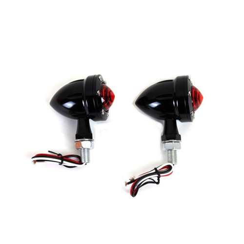 PartzBiz HD: 4401174-V-Twin 33-1653 Wyatt Gatling Bullet 12V LED Rear Motorcycle Turn Signals Harley Davidson Softail Bullet Best New Upgrade Replacement
