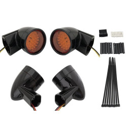 PartzBiz HD VT33-5004 - V-Twin 33-5004 Black Revox Bullet Style LED Turn Signal Lamp Kit Harley 94-13 Amber LED Motorcycle Turn Signals Harley Davidson Softail Bullet Best New Upgrade Replacement