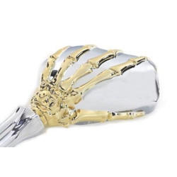 PartzBiz HD VT34-0783 - V-Twin 34-0783 Skeleton Mirrors Bone Shaped Gold Chrome Wyatt Gatling Harley '65+ electra street road glide king softail dyna best for custom chopper bagger skull