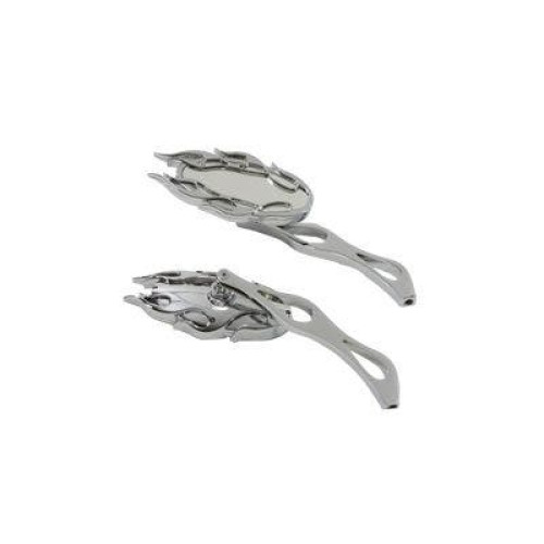 PartzBiz HD: 4401124-V-Twin 34-1245 Fireball Mirror Set Billet Chrome Pair Harley Metric 65-Up electra street road glide king softail dyna best for custom chopper bagger skull