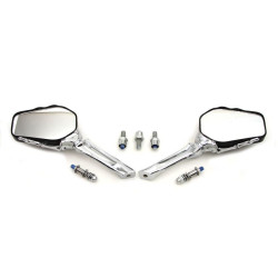 PartzBiz HD VT34-1319 - V-Twin 34-1319 Skeleton Mirror Set with Bone Shaped Stems Chrome Harley 65-Up electra street road glide king softail dyna best for custom chopper bagger skull