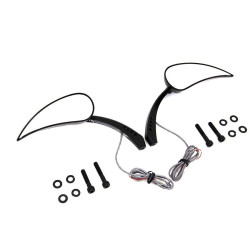 PartzBiz HD VT34-1951 - V-Twin 34-1245 Black Billet Tear Drop Mirrors w/ Turn Signal Harley Metric 65-Up electra street road glide king softail dyna best for custom chopper bagger skull best for buy