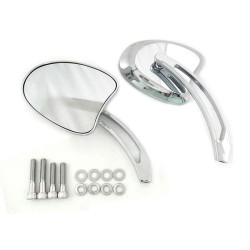PartzBiz HD VT34-1599 - V-Twin 34-1959 Chrome Mini Tapered Mirrors Short Slotted Stem Harley Metric '65+ electra street road glide king softail dyna best for custom chopper bagger skull best for buy
