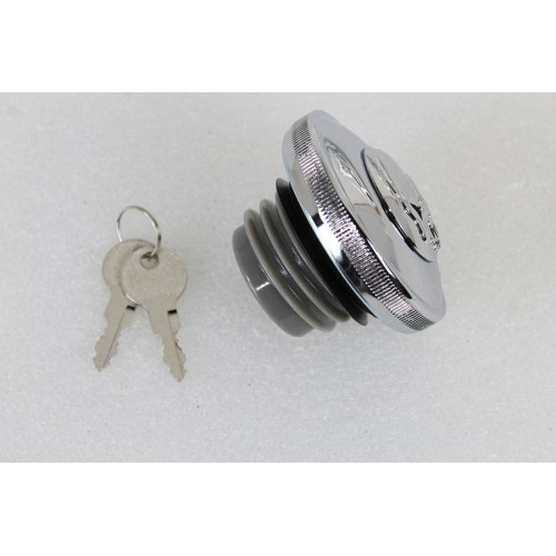 PartzBiz HD: 4401115-V-Twin 38-0665 Chrome Keyed Gas Cap Vented Skull w/ Key Lock Harley FX XL 96-Up dyna sportster custom bagger chopper motorcycle tank custom black best for Harley-Davidson M8 Softail