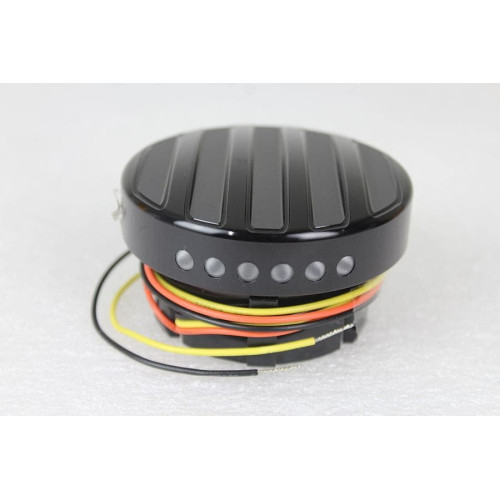 PartzBiz HD: 4401081-V-Twin 38-0989 Black LED Ribbed Style Fuel Gauge & Screw Cap Set Harley 96-17