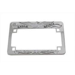 PartzBiz HD VT42-9971 - V-Twin 42-9971 Chrome 4 x 7 Eagle Spirit Motorcycle License Plate Frame Bracket Harley indian Custom Chopper Bike Vintage Bobber Touring Softail