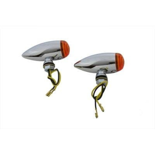 PartzBiz HD: 4400899-V-Twin 33-0473 Chrome LED Mini Bullet Turn สัญญาณไฟ LED สีเหลืองอำพัน 3/8” Stem PartzBiz HD: 4400899-V-Twin 33-0473 Chrome LED Mini Bullet Turn สัญญาณไฟ LED สีเหลืองอำพัน 3/8” Stem