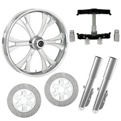 PartzBiz HD VALOR-DUAL-CHR-KIT-PCKG - Valor Chrome 23” ยางล้อแบบ Dual Rotors พร้อมท่อนล่างและตัวเลื่อน Raked Triple Trees | VALOR-DUAL-CHR-KIT-PCKG