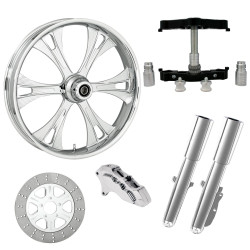 PartzBiz HD VALOR-SNGL-CHR-KIT-23PCKG - ยางล้อ Valor Chrome 23 ” ด้านเดียวพร้อมท่อนล่างและตัวเลื่อนแบบ Raked Triple Trees | VALOR-SNGL-CHR-KIT-23PCKG
