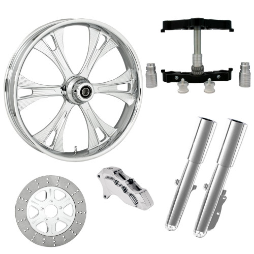 PartzBiz HD: 4400901-ยางล้อ Valor Chrome 23 ” ด้านเดียวพร้อมท่อนล่างและตัวเลื่อนแบบ Raked Triple Trees | VALOR-SNGL-CHR-KIT-23PCKG