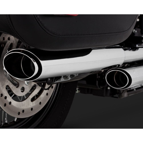 PartzBiz HD: 4400847-Vance & Hines 16879 Chrome Twin Slash Exhaust Slip On Mufflers 18-Up Softail M8