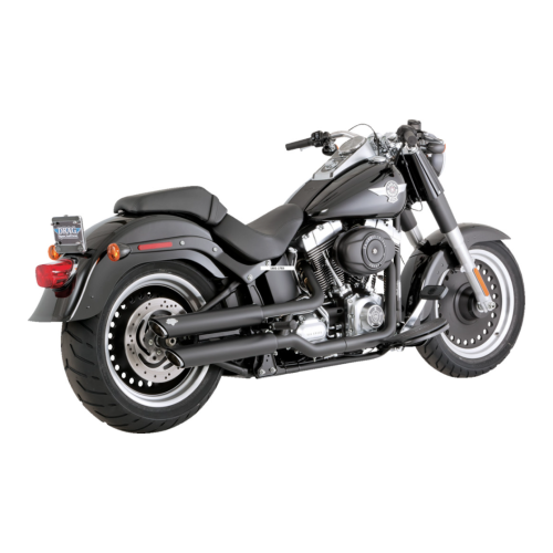 PartzBiz HD: 4400810-Vance & Hines 3" Round Twin Slash Slip-On Black Mufflers 4 Harley 07-09 FLSTF/B FXSTD | 46844