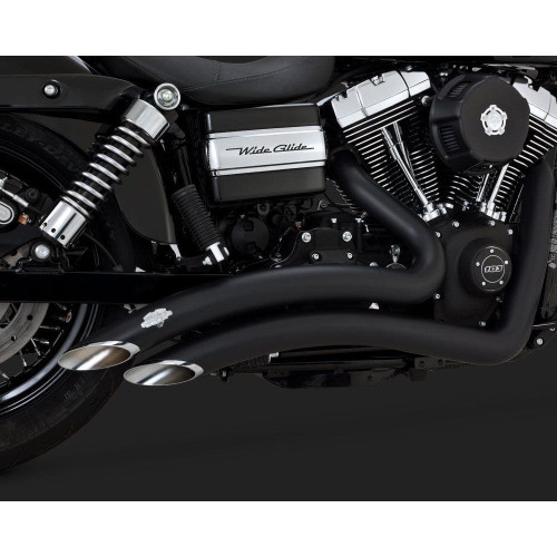 PartzBiz HD: 4400752-Vance & Hines 43371 Black Big Radius 2 into 2 Exhaust System 06-17 Harley Dyna Custom Chopper Bike Performance Muffler Headers Aftermarket Power Loud 2.5" 2-1/2 Inch Pipes 46061 1800-2128 18002128 VH0255