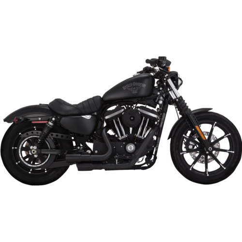 PartzBiz HD: 4400758-Vance & Hines 46374 Black Mini Grenade 2 ออก 2 ท่อ Harley 04-22 XL Sportster | 46374