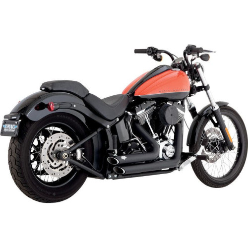 PartzBiz HD: 4400733-Vance & Hines 47225 Black Shortshots Staggered Exhaust Harley Softail 12-17