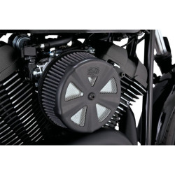 PartzBiz HD VH-71019 - Vance & Hines ผ้าคลุมกรองอากาศ 'Skullcap Crown' สีดำสำหรับ Harley 71019 DS10101052