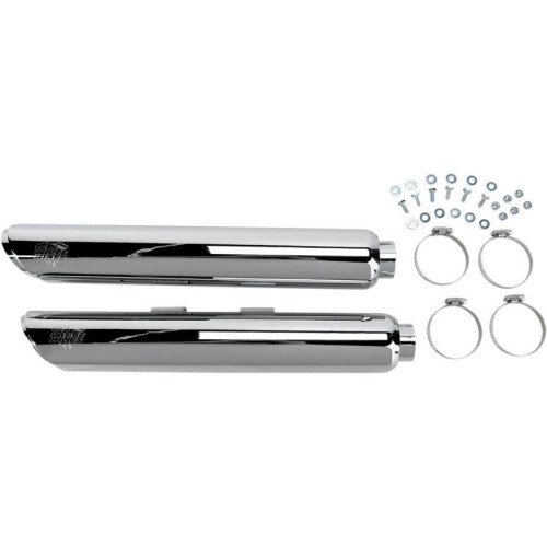 PartzBiz HD: 4400626-Vance & Hines Chrome 3" Round Twin Slash Slip Ons Mufflers 07-15 FLSTF FXSTD | 16843 VH-16843;16843;VH0040;DS18010386;18010386;1801-0386;18010386;VH0040 Performance Exhaust