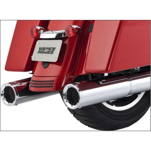 PartzBiz HD: 4400628-Vance & Hines Chrome 4.5" Hi-Output Slip-On Performance Mufflers Harley FL 2017 | 16463