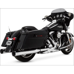 PartzBiz HD VH-16706 - Vance & Hines Chrome Black Tips Eliminator 400 4" Round Slip On Mufflers Harley | 16706 PartzBiz HD VH-16706 - Vance & Hines Chrome Black Tips Eliminator 400 4" Round Slip On Mufflers Harley | 16706