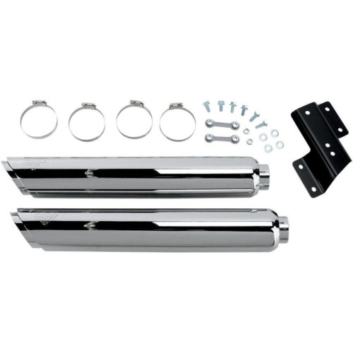 PartzBiz HD: 4400593-Vance Hines Chrome Twin Slash 3" Slip-Ons Harley Davidson Softail Exhaust 07-14 | 16841