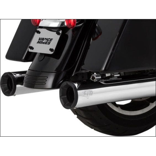 PartzBiz HD: 4400599-Vance & Hines Chrome w/Blk Tips 4" Eliminator 400 Slip Ons Mufflers Harley 2017 FLH | 16708