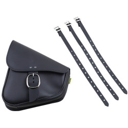 PartzBiz HD DS35011736 - Willie & Max Black Leather Brass Monkey Swing Arm Bag Harley Softail 84-17