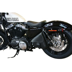 PartzBiz HD DS35011001 - Willie & Max Black Swingarm Bag w/ Black Buckle for Harley Softail 84-14 - 59893-00