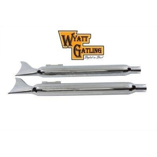 PartzBiz HD: 4400343-Wyatt Gatling Chrome Fishtail Slip-On Muffler Set fits Harley Touring FL 95-16
