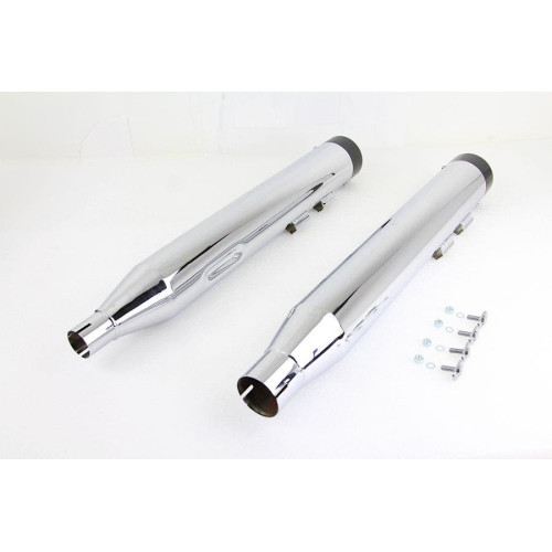PartzBiz HD: 4400346-Wyatt Gatling Slip-On Mufflers Chrome w/ Black Stub Tip Harley Touring M8 17-Up PartzBiz HD: 4400346-Wyatt Gatling Slip-On Mufflers Chrome w/ Black Stub Tip Harley Touring M8 17-Up