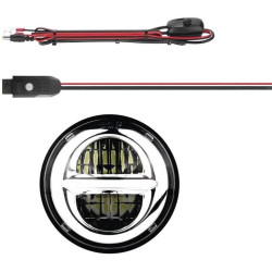 PartzBiz HD XK-XK-5IN-KIT-W - XK Chrome XK Glow XK-5IN-KIT-W Chrome 5-3/4” ไฟหน้ารถจักรยานยนต์แบบ LED พร้อม Bluetooth การควบคุมสีแบบกำหนดเอง ไฟถนน อุปกรณ์กีฬาชอปเปอร์อัพเกรดการแสดงย้อนยุค RGB 482179