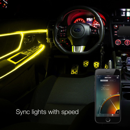PartzBiz HD: 4400332-XK Glow 2 ชิ้น 6ft ไฟเบอร์ออปติก LED Trim Kit สำหรับรถยนต์สมาร์ทโฟน App Control