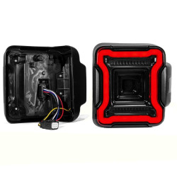 PartzBiz HD XK-XK041027 - XK Glow Led รมควันเลนส์ชุดไฟท้าย w/เบรคย้อนกลับ Jeep Wrangler JL 18-Up