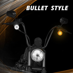 PartzBiz HD XK-XK1157F-WA-S - XK เรืองแสงควันสีขาว/Amber LED ไฟเลี้ยวชุดเลนส์ Harley Flat 1157 481974 XK1157F-WA-S davidson rgb custom auto show รถบรรทุกอัพเกรด
