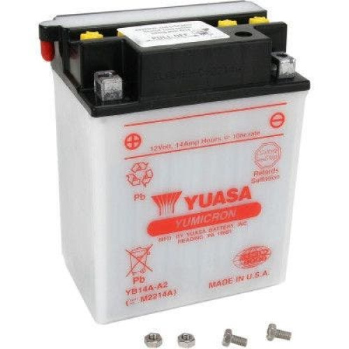 PartzBiz HD: 4400185-Yuasa YB14A-A2 High Performance AGM Maintenance-Free Battery ATV Motorcycle YUAM2214A harley honda john deere kawasaki polaris victory yamaha replacement upgrade