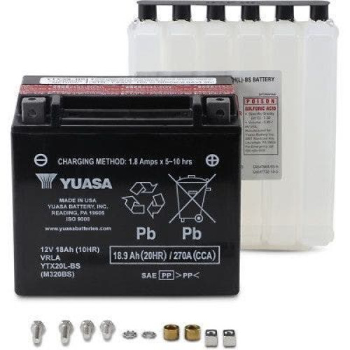 PartzBiz HD: 4400163-Yuasa YUAM320BS Maintenance Free 12V AGM Battery Universal Harley Motorcycle harley replacement upgrade best for buy 581318 YTX20L-BS